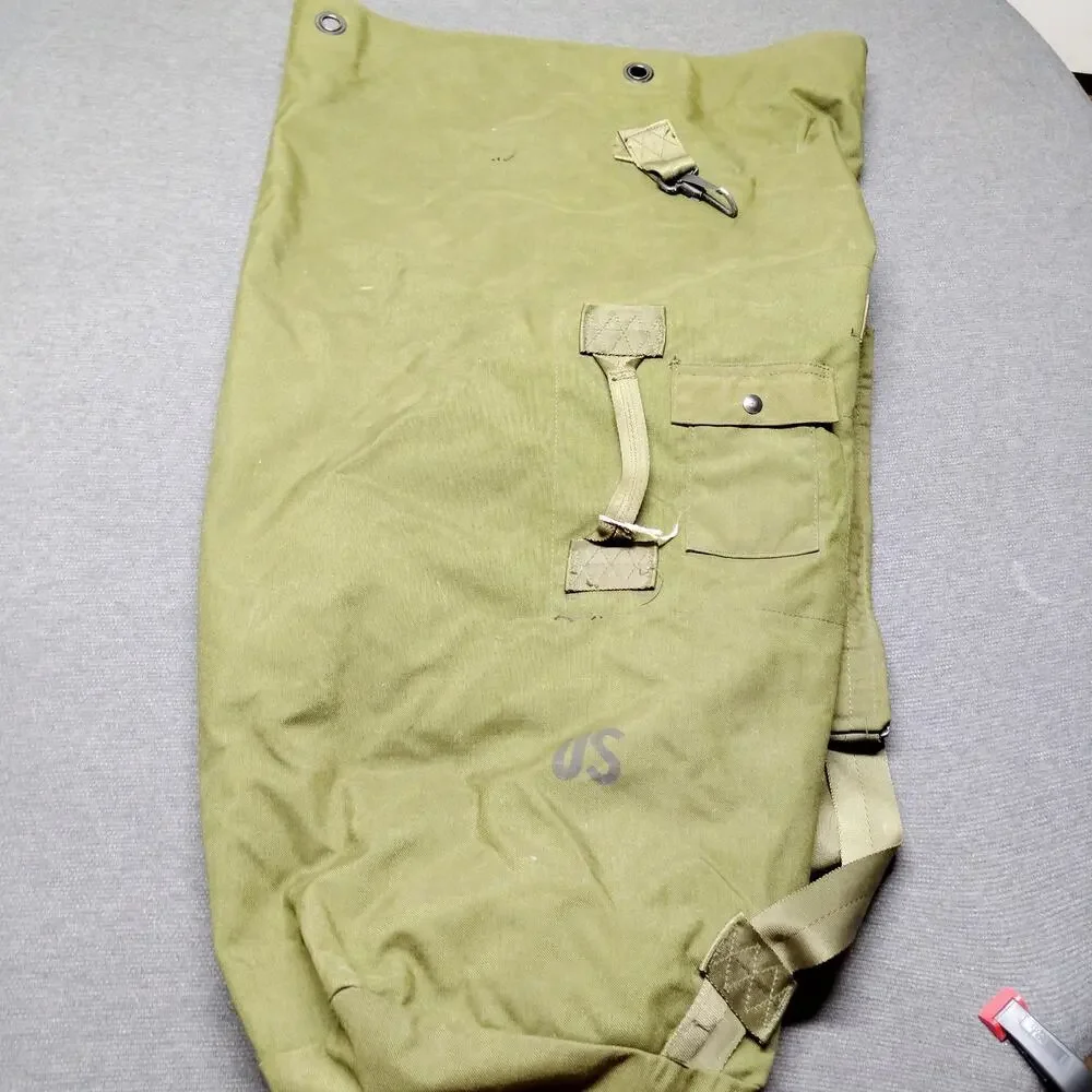 US Military Canvas Duffle Bag Olive Drab Heavy Duty Gear Bag